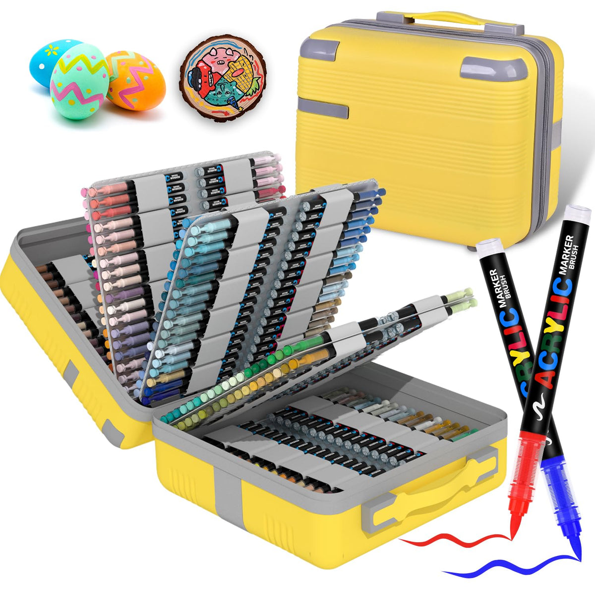 Acrylic Paint Markers Brush Tip 240 Colors, Automatic Ink Control, No-Bleed