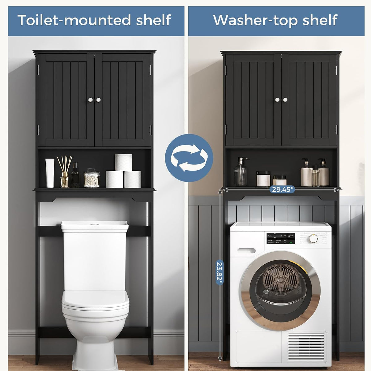 Simple Deluxe Over The Toilet Storage Cabinet, Bathroom Shelf Over Toilet, Bathroom Storage Cabinet Organizer, Black