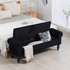 55" Corduroy Storage Ottoman Bench, Queen Bed, Grey