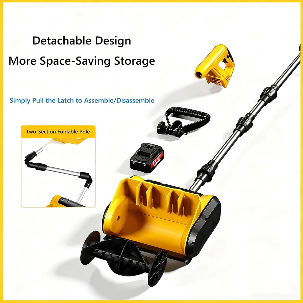 2x20V Cordless Snow Blower 20-Inch,Brushless Electric Snow Thrower with 2×4.0Ah Batteries&Charger,Snow Shovel with Adjustable Chute&Wheels,Patio/Walkways(2x20V)