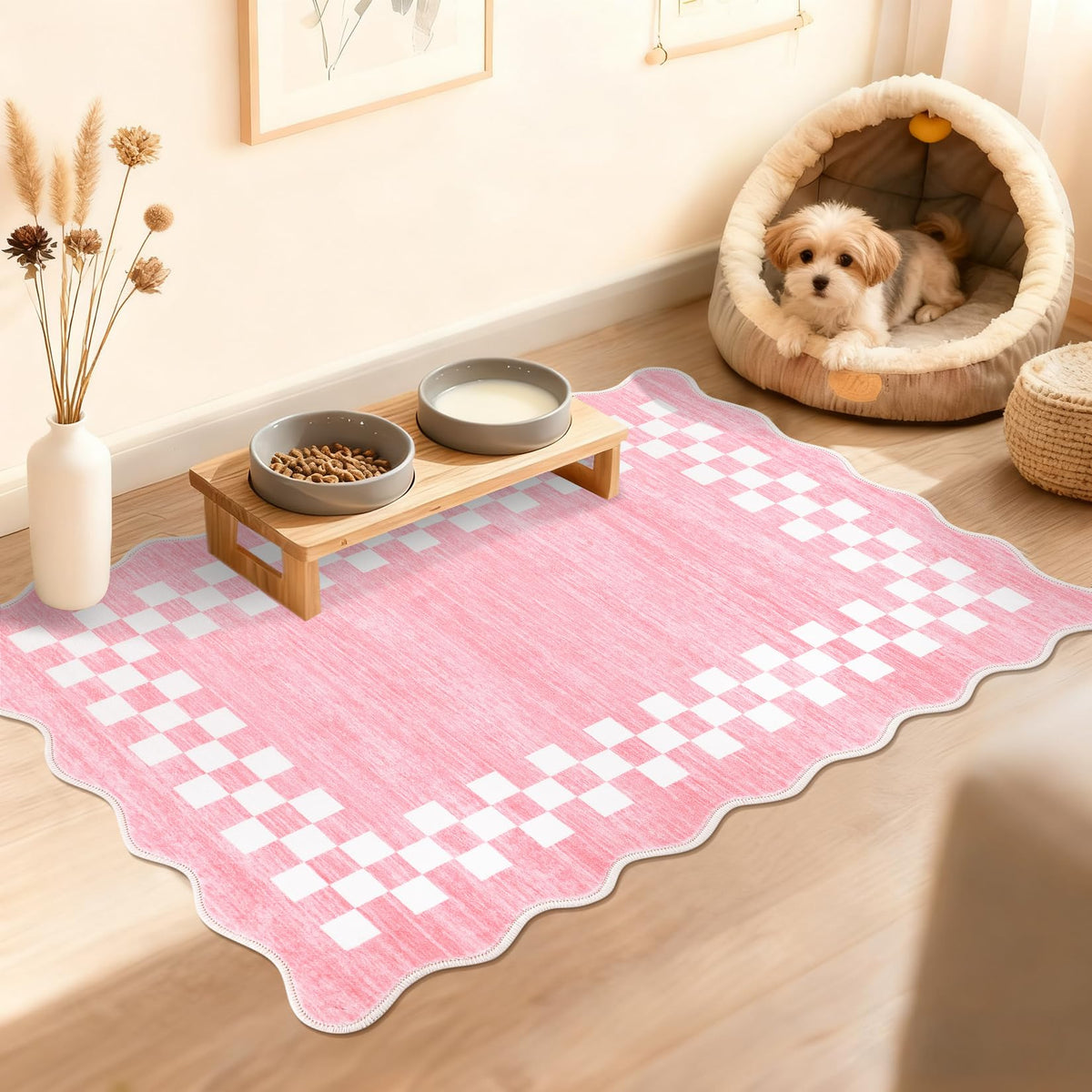 GarveeHome 5x7 Washable Area Rug Checkered Rug for Bedroom Living Room