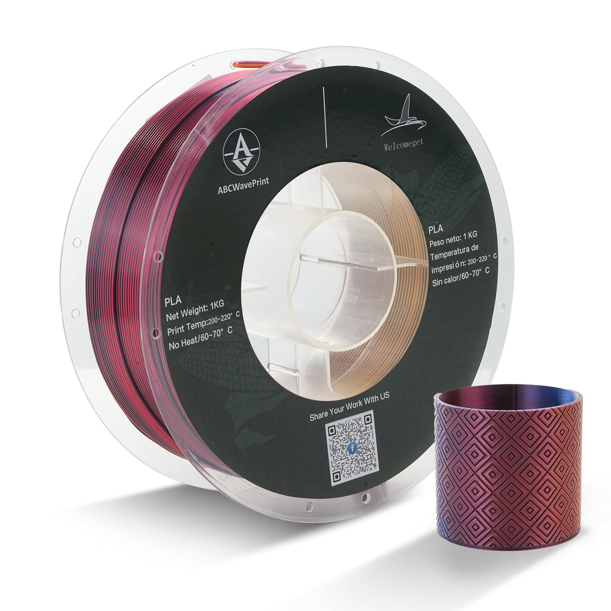PLA 3D Printer Filament Bundle, Dimensional Accuracy +/- 0.02 mm, 16 x 1 kg Spool(35.2lbs), 1.75 mm，Black White Grey Red Green Blue Yellow Purple Silver Transparent Pink Orange Wood Brown
