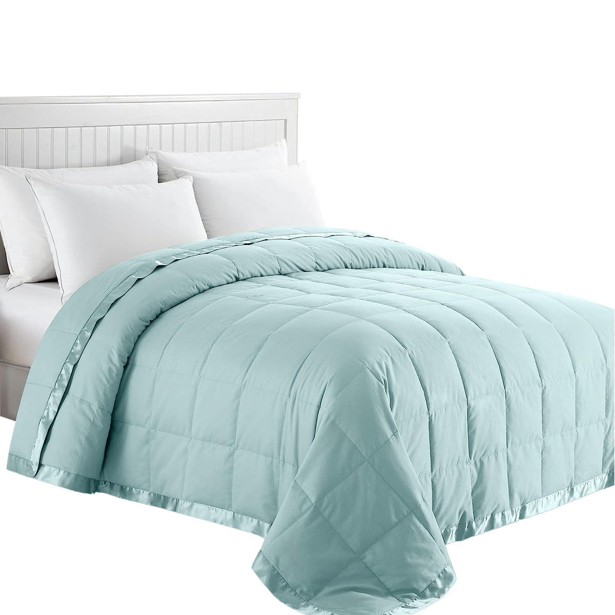 puredown® Blankets Queen Size - Soft Lightweight Down Blanket for Bed, Cozy Warm Luxury Bed Blanket with Satin Trim, White (90"X90")