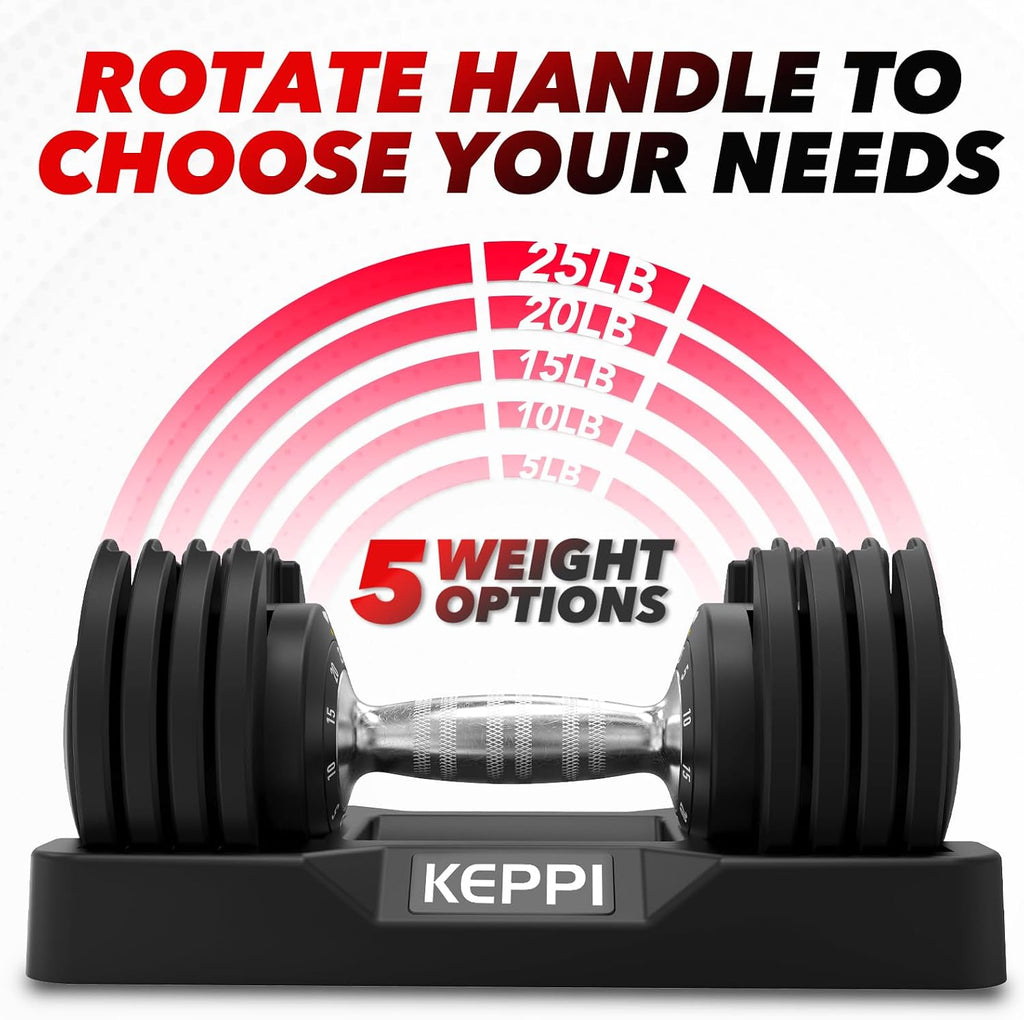 Keppi Adjustable Dumbbells Set of 2, Quick Adjust Weights for Home
