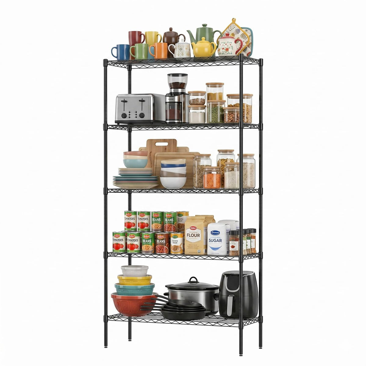 FDW | 6-Tier Wire Shelf with Wheels | 45" x 18" x 82" | Chrome