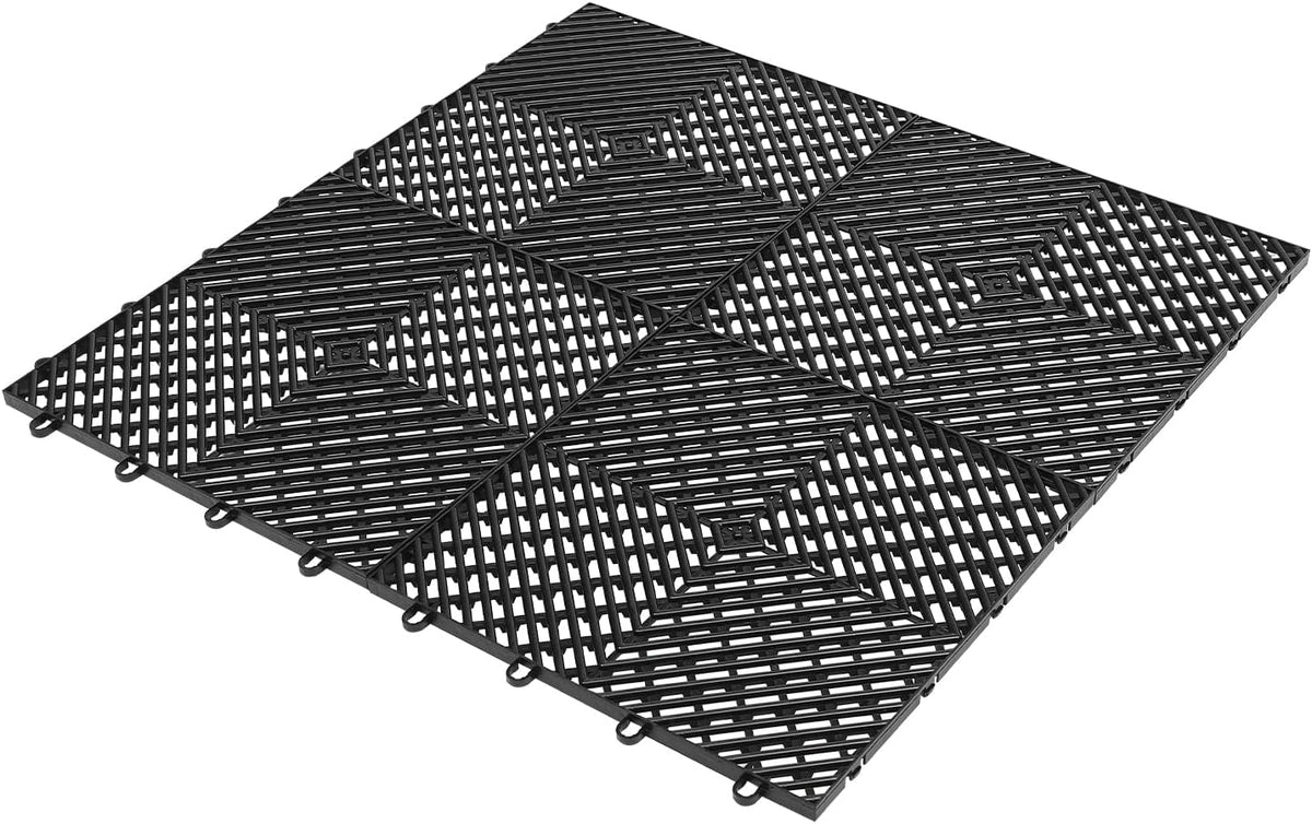 Tiles Interlocking, Drainage Tiles 12x12x0.5 Inches, Non-Slip Deck Tiles Outdoor Floor Tiles, Outdoor Interlocking Tiles for Pool Shower Bathroom Deck, 50 PCS Black (50 PCS Black)
