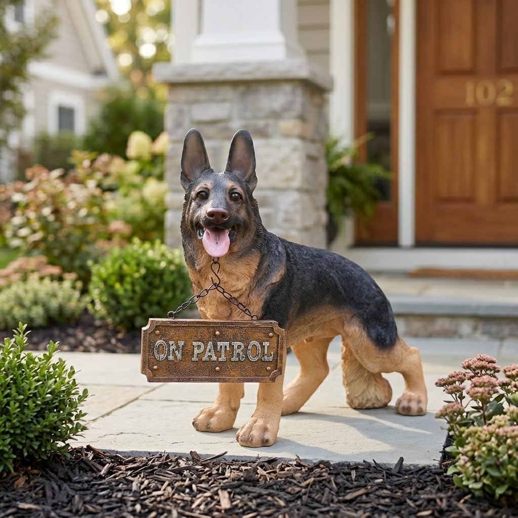 Lifelike Black and White Cocker Spaniel Garden Statue with Solar Lantern and Decorative Tag, Resin Puppy Figurine Outdoor Decor, Yard Art for Patio Lawn Porch