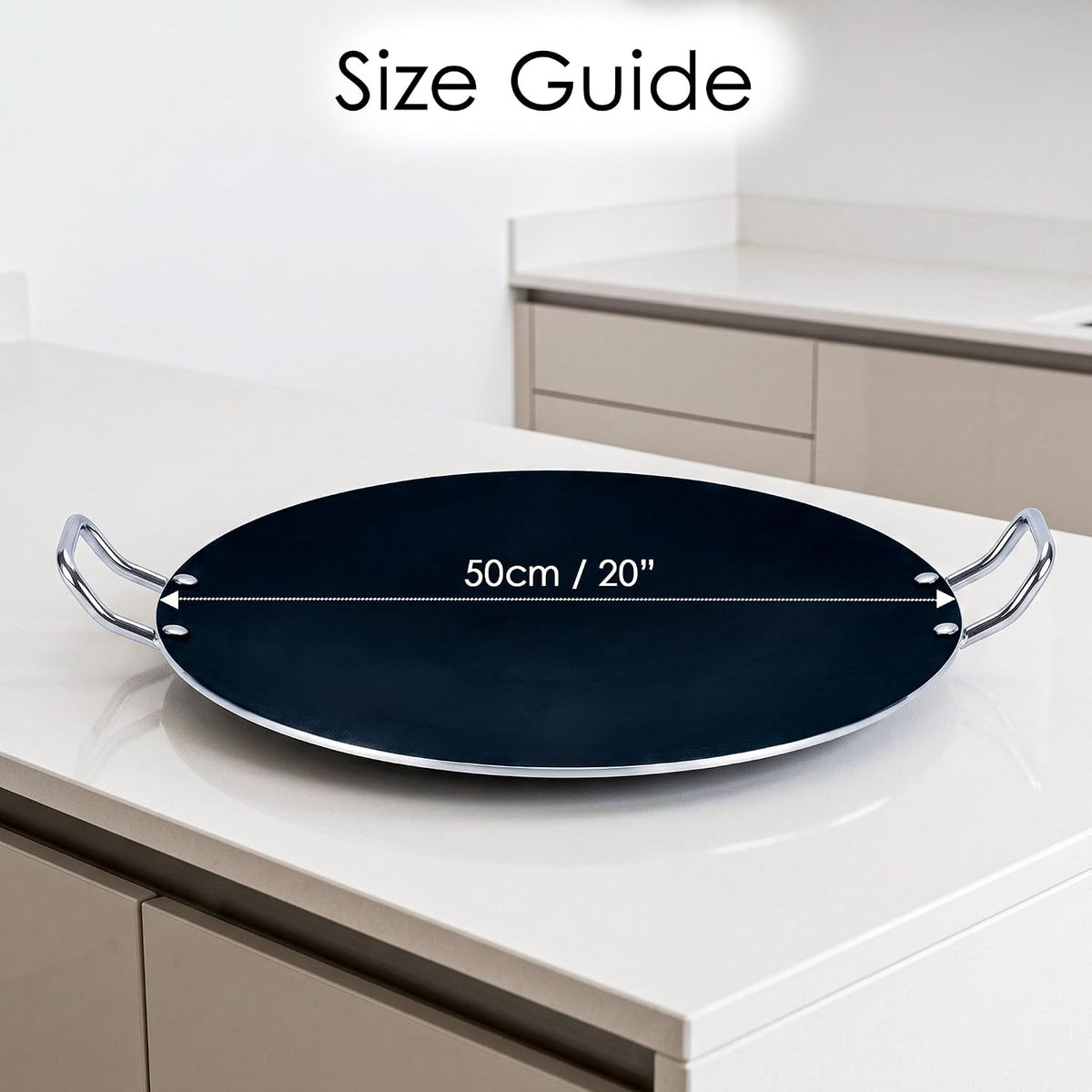 Kitchen King Jumbo Non Stick Dosa Tawa/Roti Pan – Large Heavy Gauge Aluminium Comal Griddle, PFOA Free Flat Tawa for Dosa, Roti, Chapati & Pancakes, Easy Clean Cookware (50cm / 20")