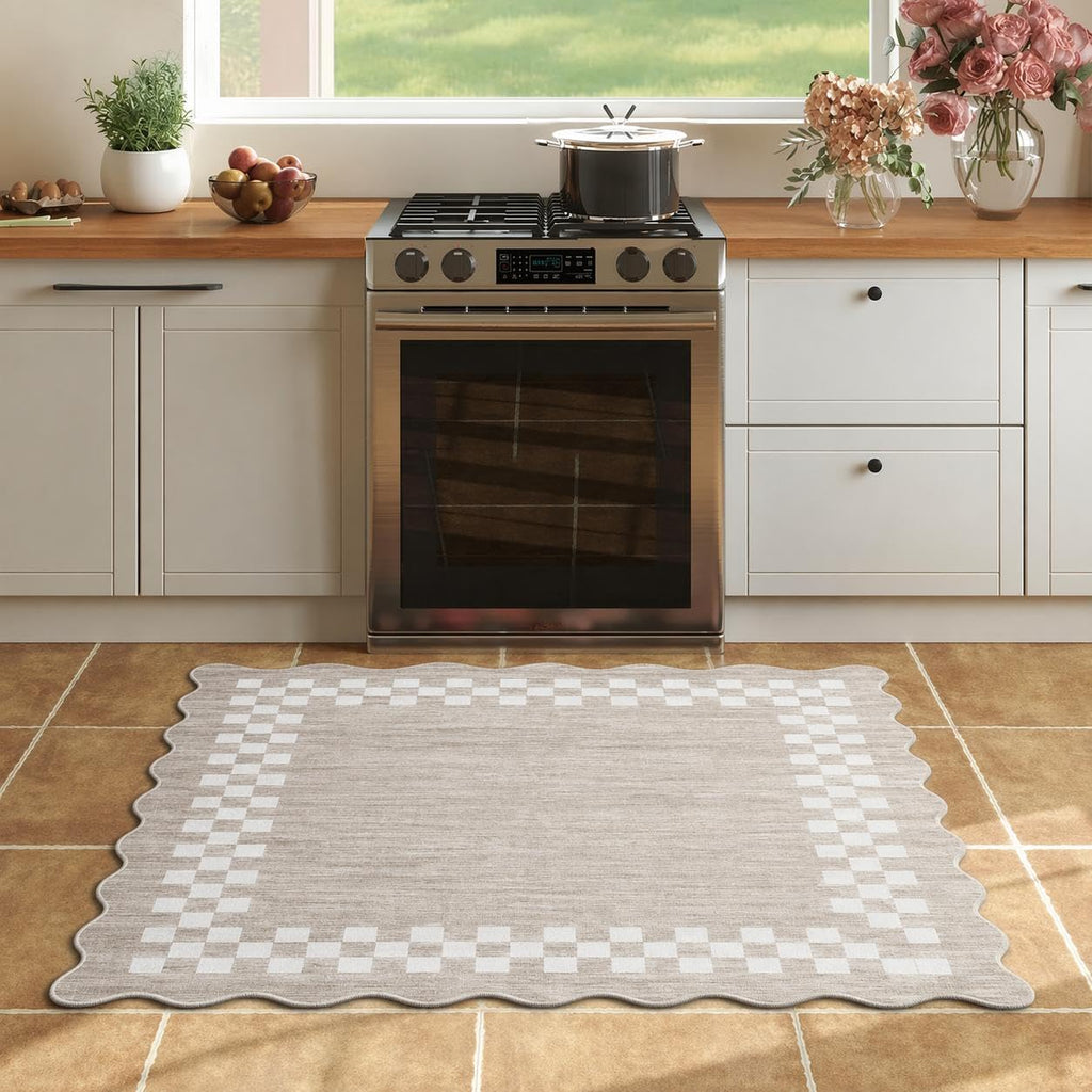 GarveeHome 5x7 Washable Area Rug Checkered Rug for Bedroom Living Room