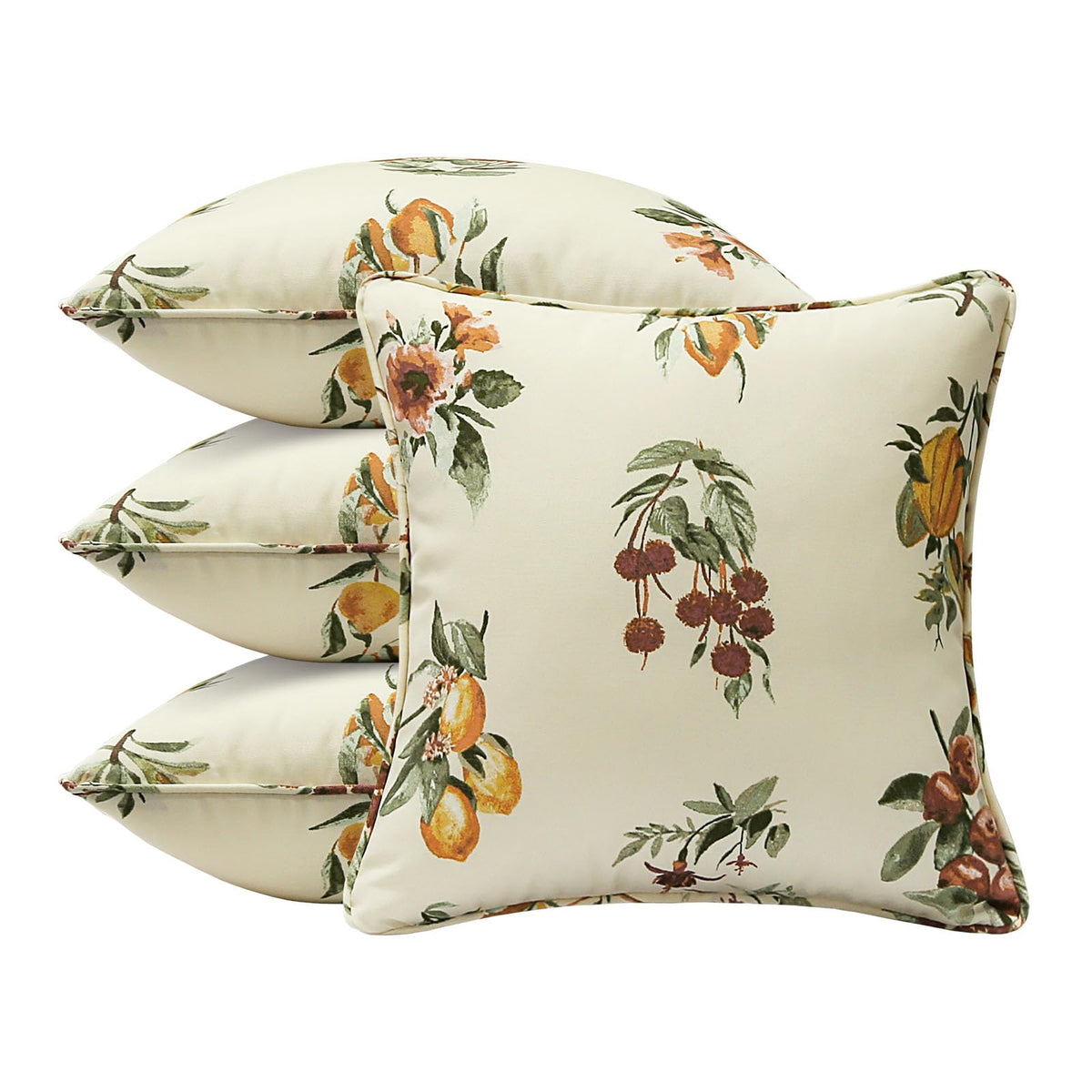 4 Pack Sunbrella Outdoor Water Repellent Throw Pillows 18x18 Inch with Insert, Decorative Square Patio Pillows for Home Garden Couch Balcony, Canvas Camel