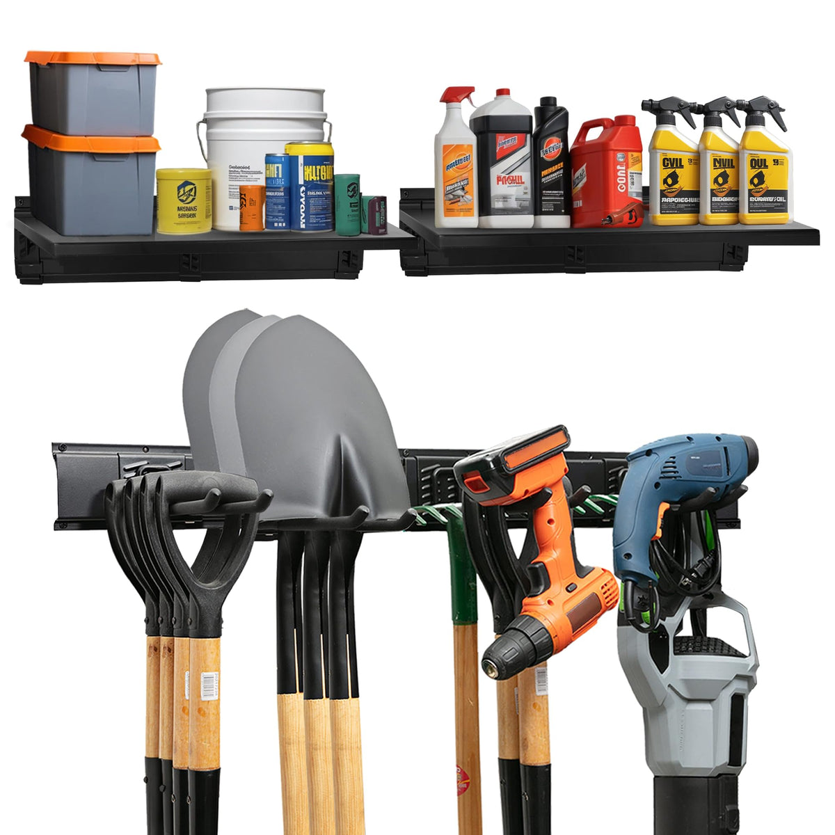 TIDYME Garage Tool Organizer Wall Mount, 96", 6 Racks 12 Hooks, 600 lbs
