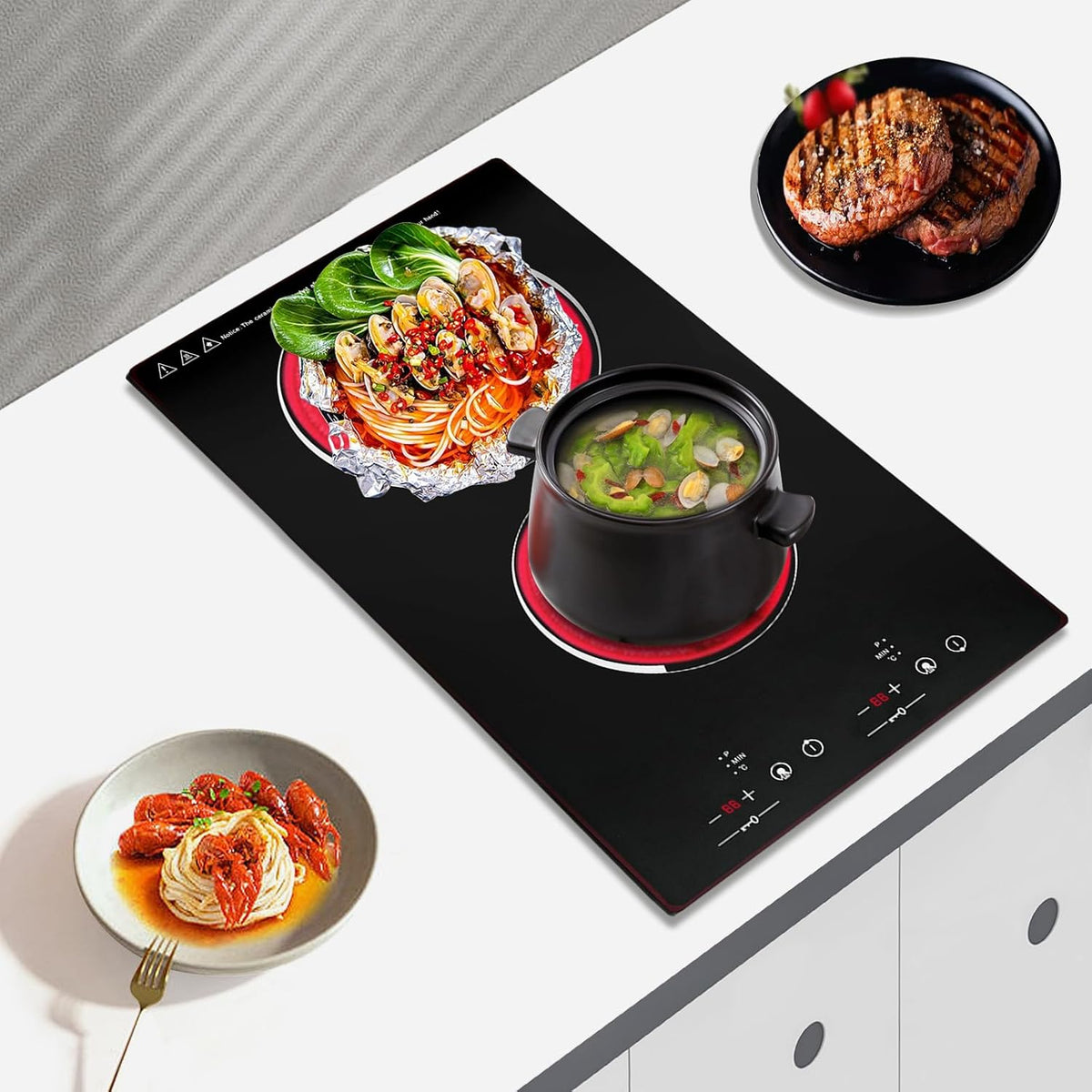 2 Burner Electric Cooktop, Electric Stove Hot Plate Portable Stove Top