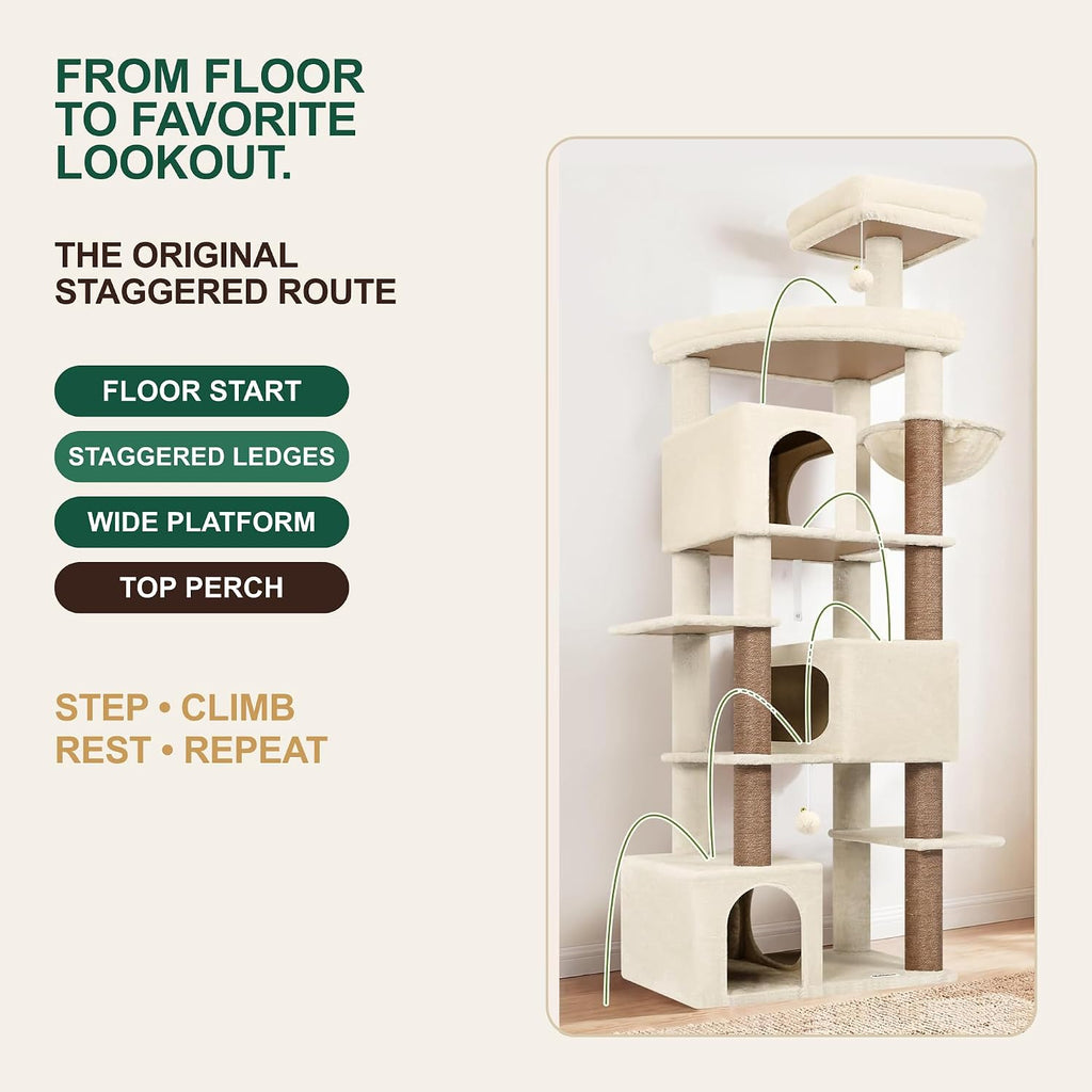Globlazer Large Cat Tree for Large Adult Cats, Tall Sturdy Cat Tower, S80
