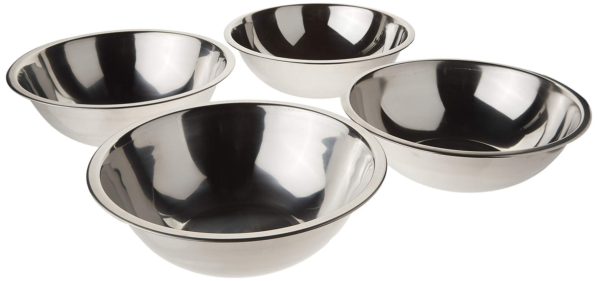 Tiger Chef Heavy Duty Mixing Bowl 16 Quart All-purpose Mixing Bowls for Home and Commercial Use - Best Prep Bowls for cake mixtures, dough’s, salads, pastas, dressings Stainless Steel - 4 Pack