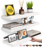 BAYKA Rustic Brown Floating Shelves 35.4in, Set of 2, Wall Mount Wood Shelf