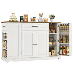 HOSTACK 47" W Kitchen Island Cart with Storage, Rolling Island Table, White