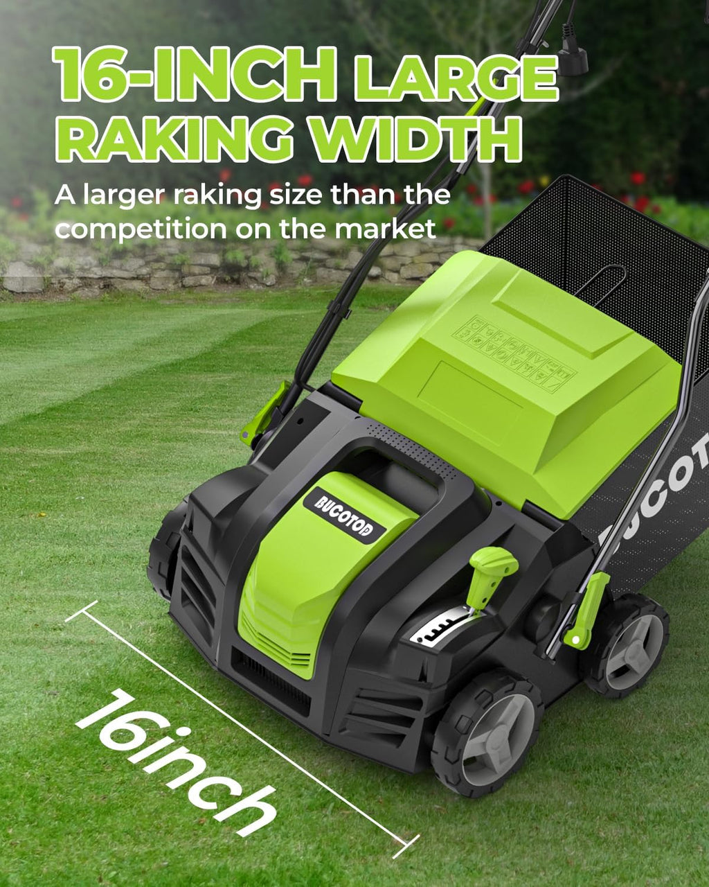2-in-1 Dethatcher & Scarifier, 16", 15A Electric Lawn Care