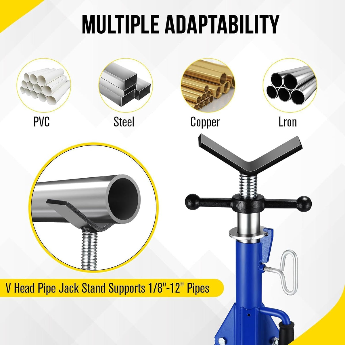 2PCS Pipe Jack Stand, 2500LB Carbon Steel Heavy Duty Pipe Stand,