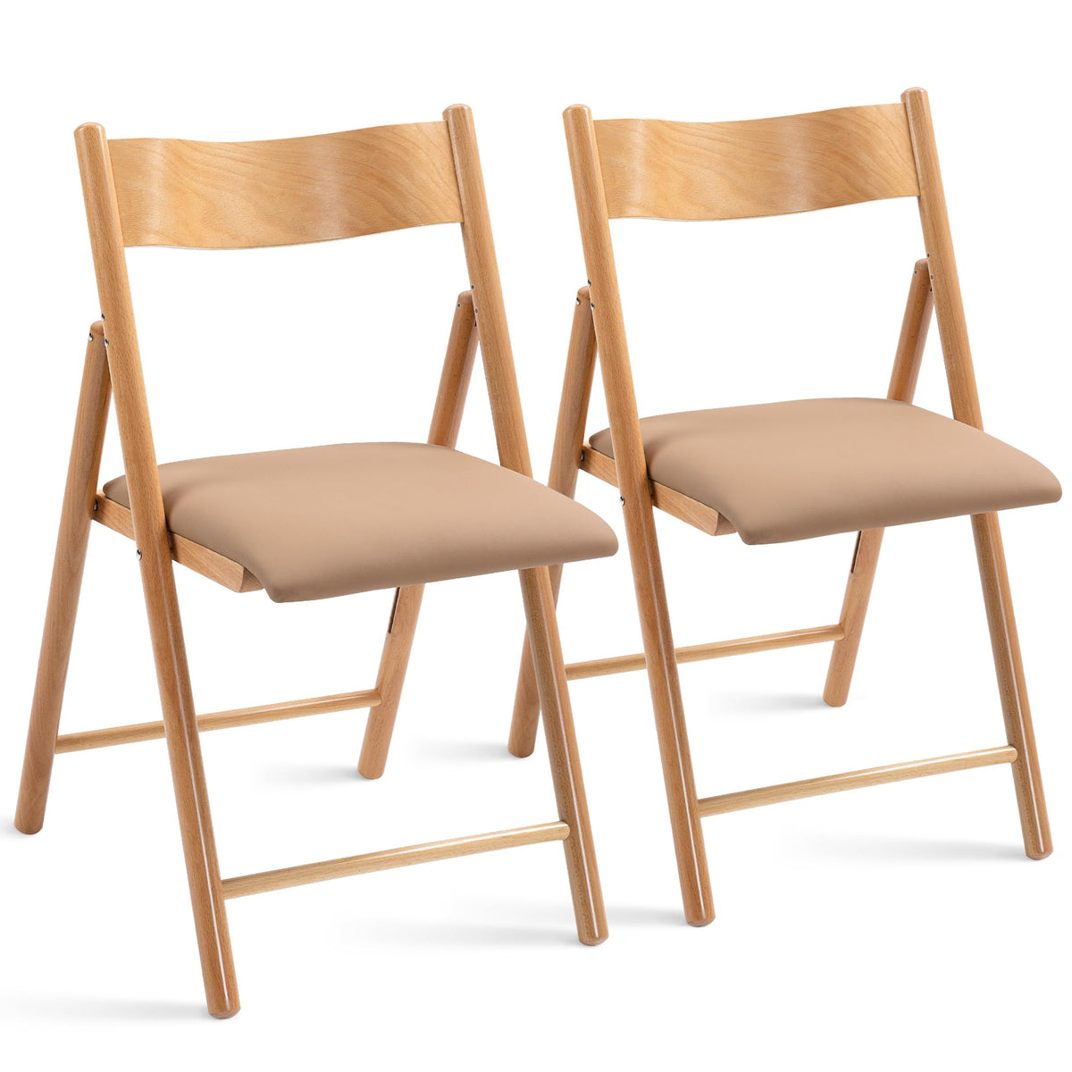 HOMEFUN Folding Chairs with Cushion, Folding Dining Chairs, 2 Pack