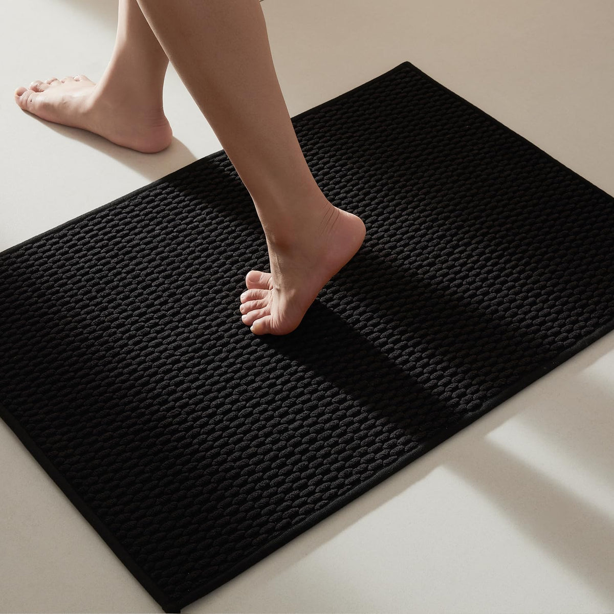 TYUU Bathroom Runner Rugs, Long Bath Mat Runner Washable Thin Quick Dry Low Pile Bathroom Runner Rugs Non Slip, Beige 24"x70"