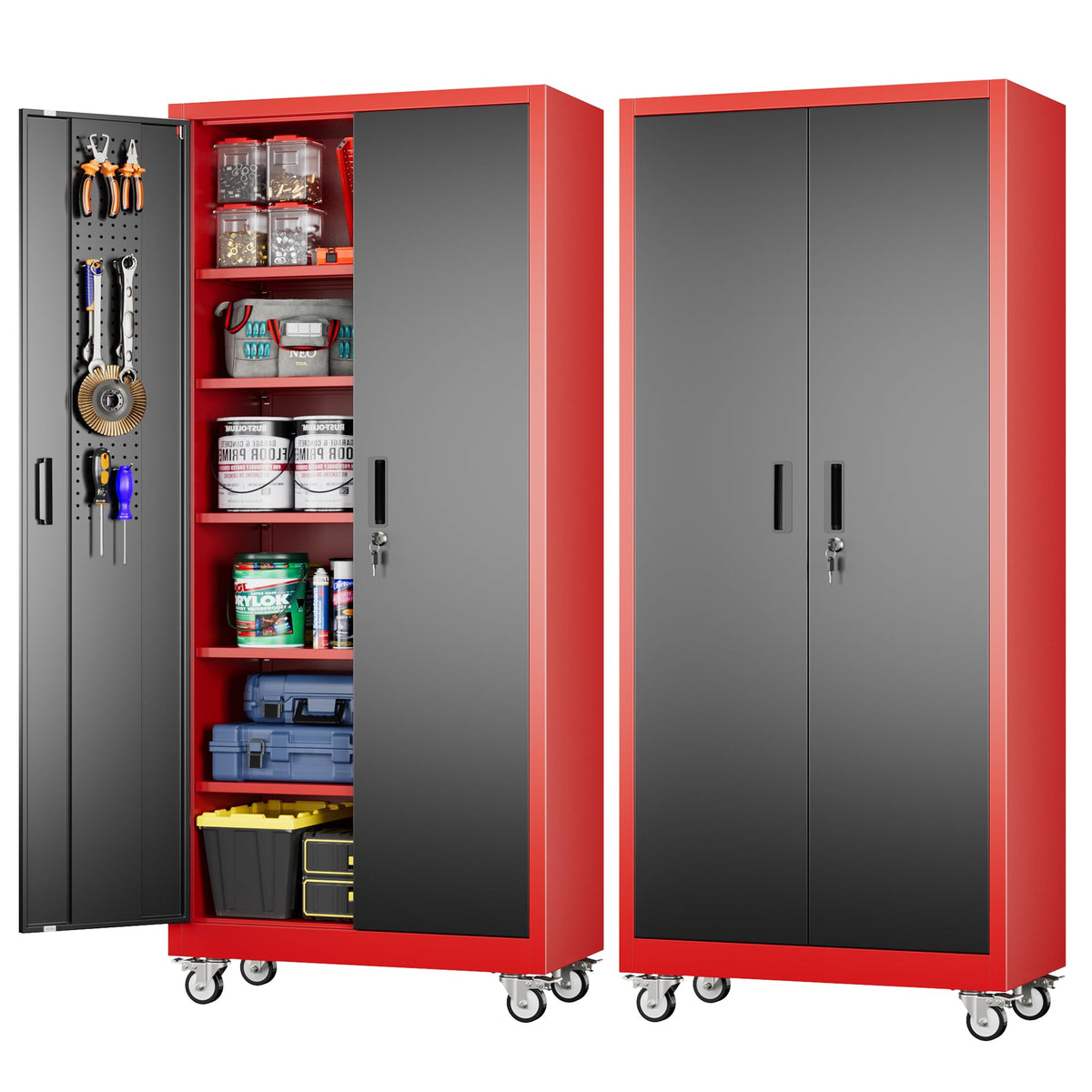 3-Drawer Rolling Tool Chest with Wheels, Pegboard and Push Handle