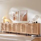 IFGET 34" Tall Modern Arched Sideboard Buffet Cabinet with Storage, Brown