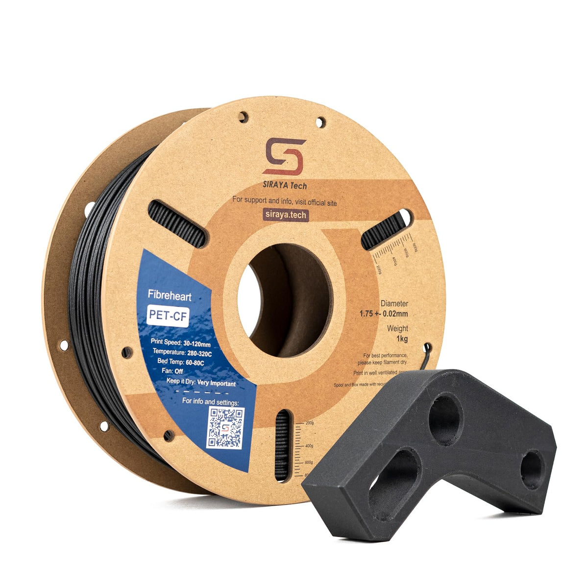 Siraya Tech Fibreheart PPA-CF Core 3D Printer Filament, Black, 1kg