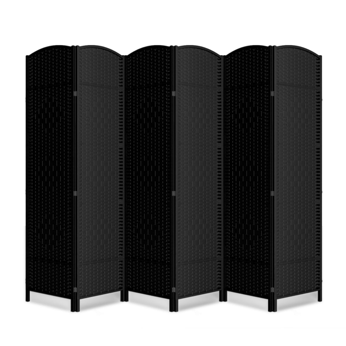 6 Panel Folding Room Divider,Woven Privacy Screen,Light Beige