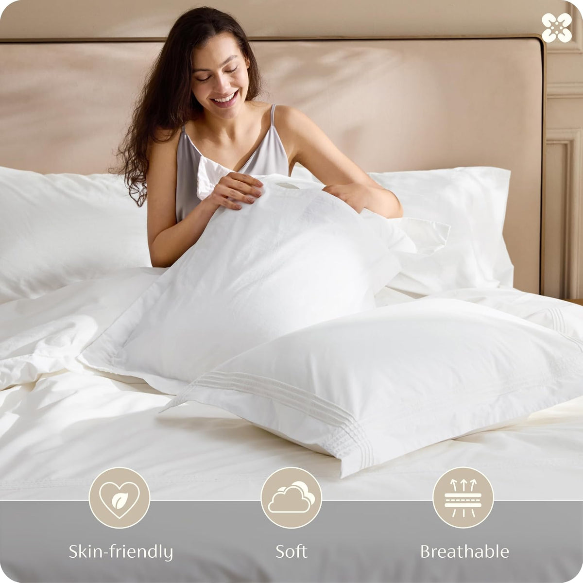 Bedsure PureWoven 100% Cotton Percale Duvet Cover King, Rope Weave, White