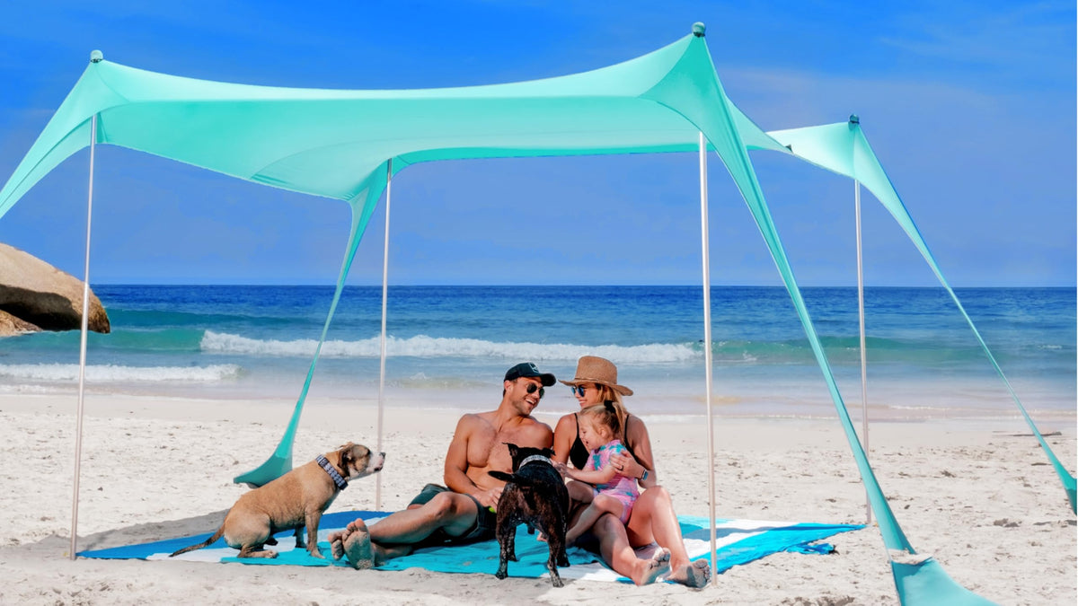 SUN NINJA Beach Tent Sun Shelter, Beach Shade Canopy with UPF50+ Protection