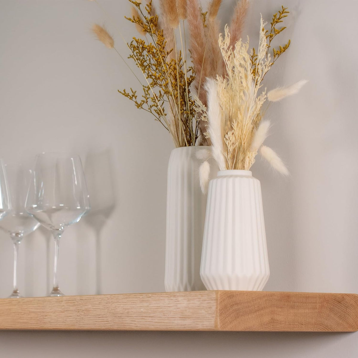 Solid 12Wx6D White Oak Floating Shelf – 1.75” Thick Heavy-Duty Wall Shelf - Handcrafted in USA - Natural Wood Floating Shelves for Kitchen, Living Room, Bathroom – Supports upto 45lbs Per Stud