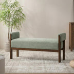 VKNOW 51.8”End of Bed Bench Upholstered Bedroom Bench with Arms, Brown