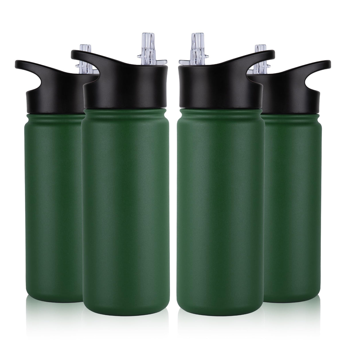 32 oz Insulated Water Bottle Bulk 8 Pack, Stainless Steel Sports Water Bottles with Straw Lid & Wide Mouth Lids, Double Walled Vacuum, Leak Proof, White
