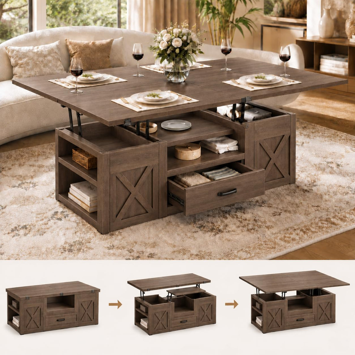 kepptory 40" Lift Top Coffee Table with Storage, Black