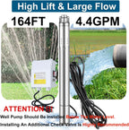 2" Deep Well Submersible Pump, 1/2 HP 110V Deep Well Pump with 33FT Cord