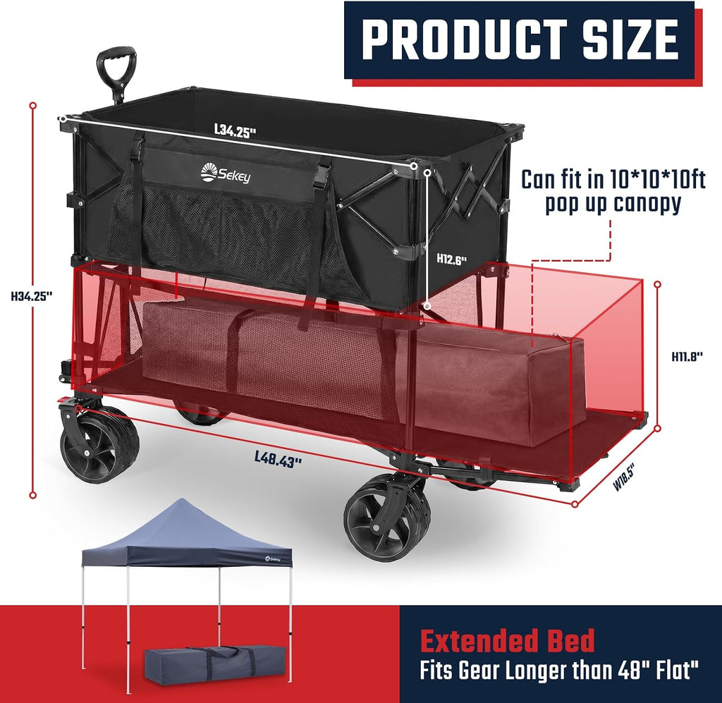 Sekey 400L Double-Decker Wagon, 500 lb Capacity, 50 in Extender