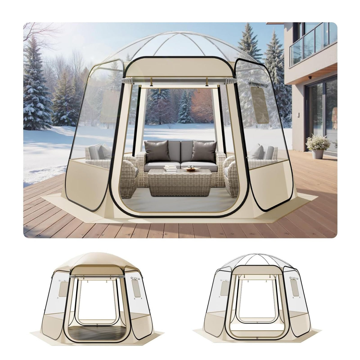 VEVOR Pop up Sports Tent, 8 Sizes Optional Clear Bubble Tent for 1-6 Person, Waterproof Outdoor Pod with Floor Mat & Top Cover, Garden Igloo Dome Tents Camping Shelter for Sports Watching