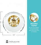 Engraved Clock Trophy - Gold Executive Crystal - Round Beveled Skeleton