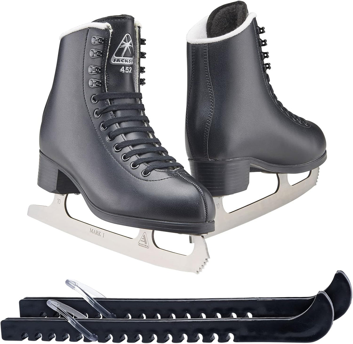 Jackson Ultima Figure Ice Skates for Men, Boys in Black Color/Bundle with Skate Guards