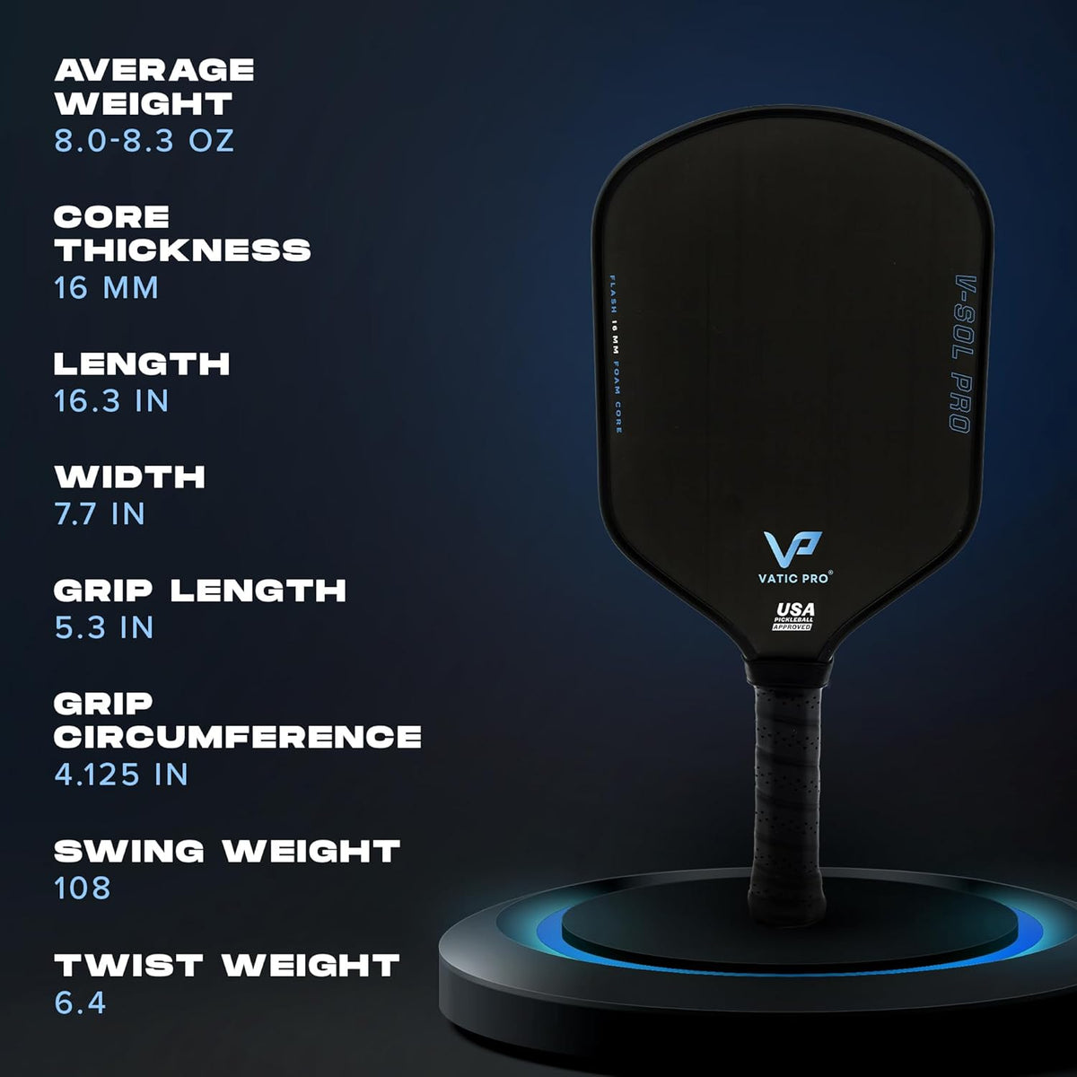 Vatic Pro - V-Sol Pro 16mm - Foam Core - Includes Paddle Cover