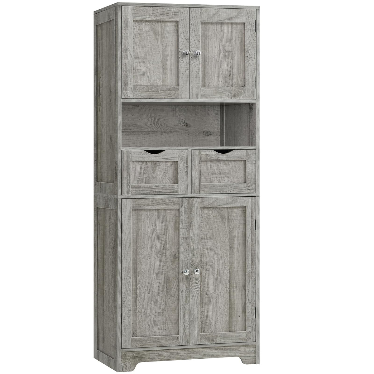 TEENFON Tall Bathroom Storage Cabinet with 4 Doors & 2 Adjustable Shelves