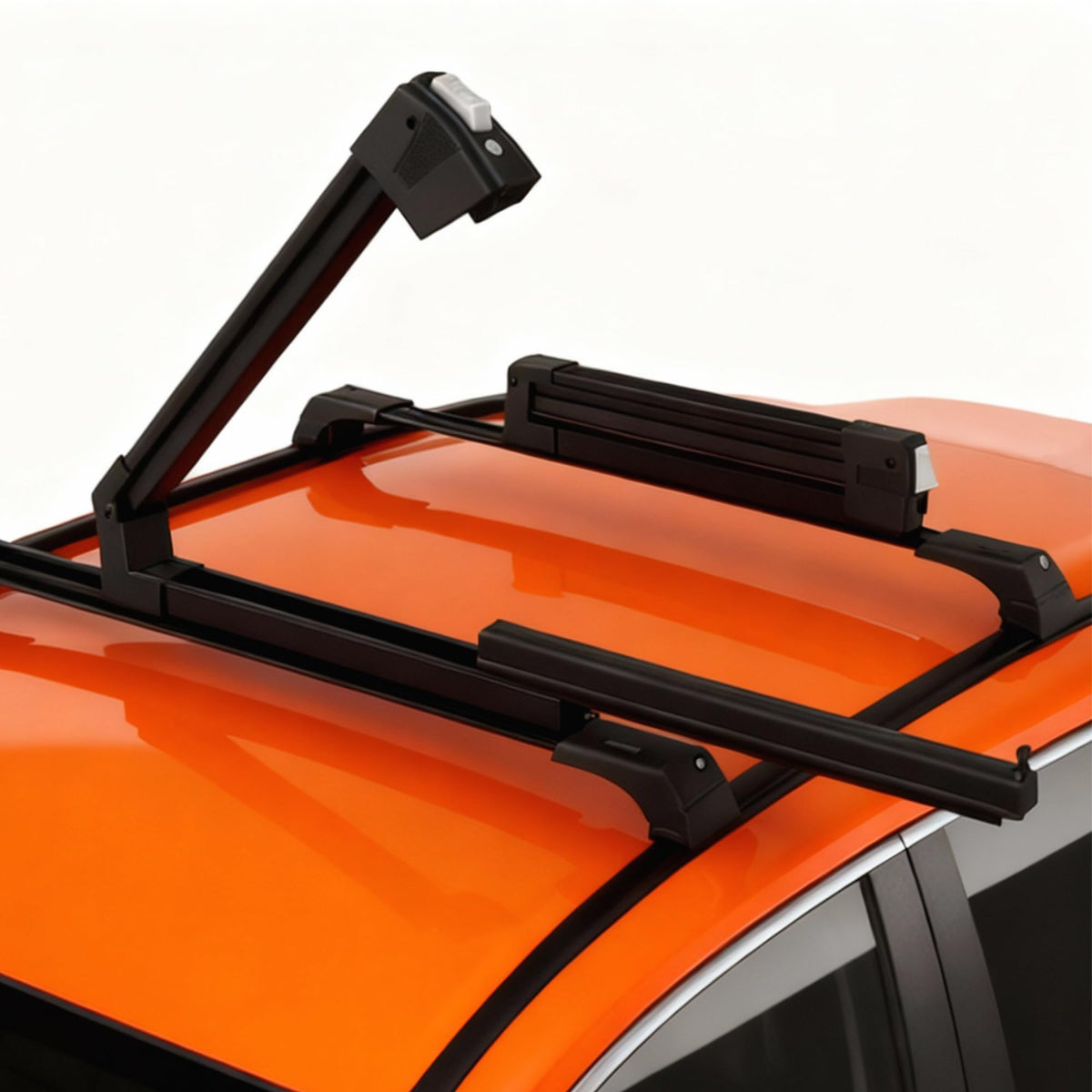 Erkul Ski Rack for Car Roof with Sliding Extension - 35" Universal Ski & Snowboard Rack with Lock | Holds 6 Pairs of Skis or 4 Snowboards - Fits All Types of Cross Bars-Black