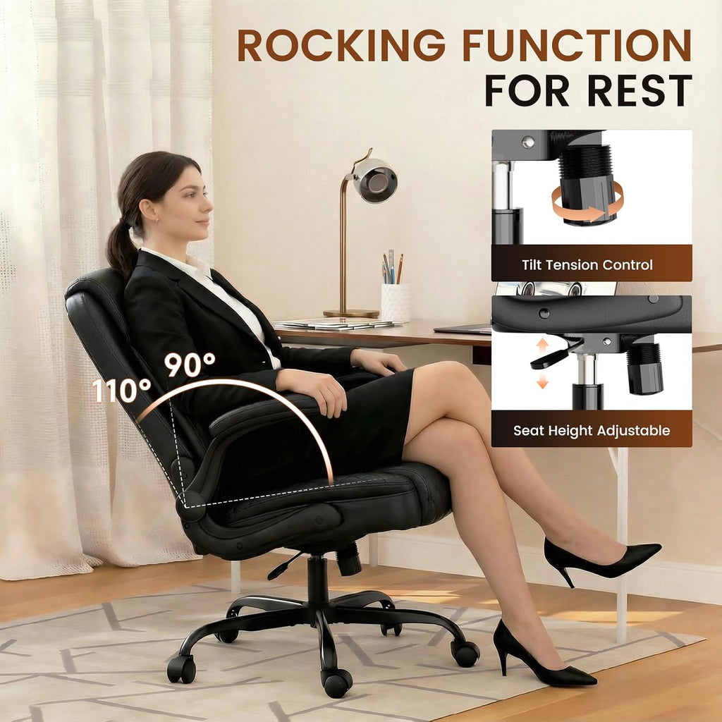 GTPLAYER Mid-Back Office Chair, Comfortable Chairs with Flip-up Arms, Black