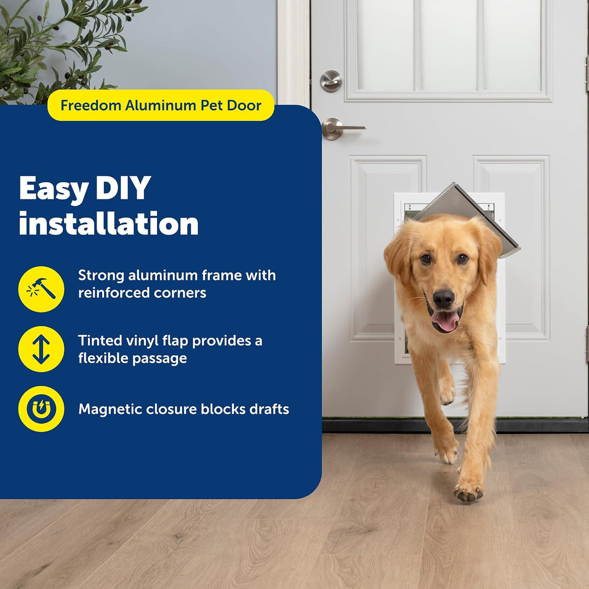 PetSafe Freedom Aluminum Dog & Cat Door, Pets up to 100 lbs, Large, White