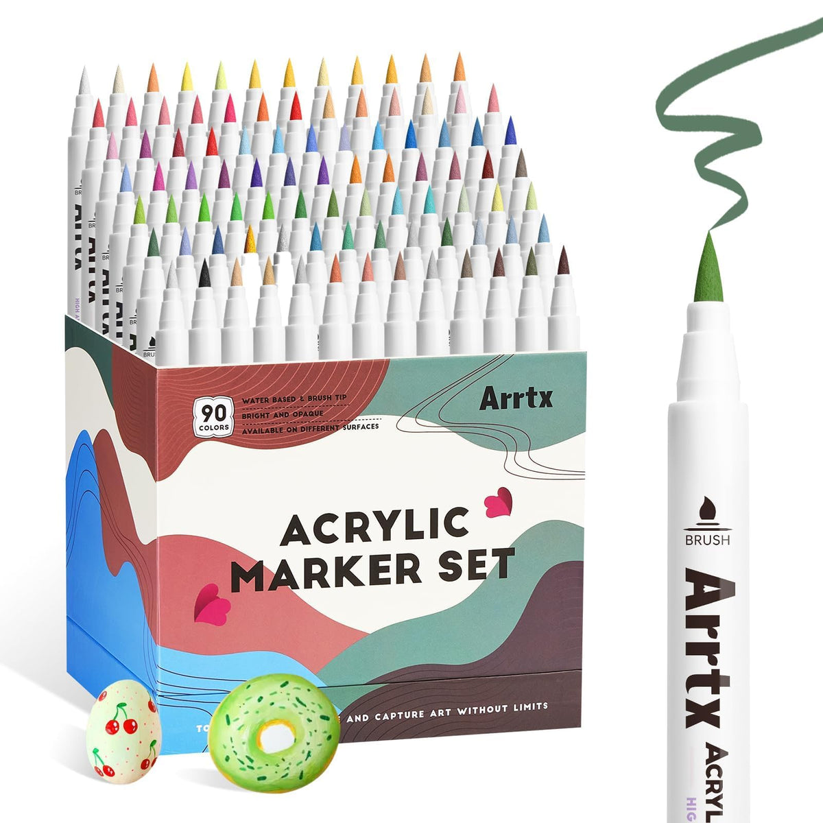 Arrtx 150 Colors Markers Paint Pens, Acrylic Paint Pens for Artists Adults Coloring Drawing Cartoon Anime Comic - Brush Tip for Rock Painting, Wood, Canvas, DIY Crafts Making Art Supplies