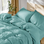 SONORO KATE 100% French Linen King Duvet Cover Set,Zipper Closure,3PC