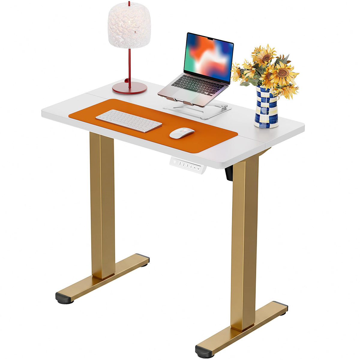 ErGear Height Adjustable Electric Standing Desk, 48 x 24 Inches Sit Stand up Desk, Memory Computer Home Office Desk, Vintage Brown