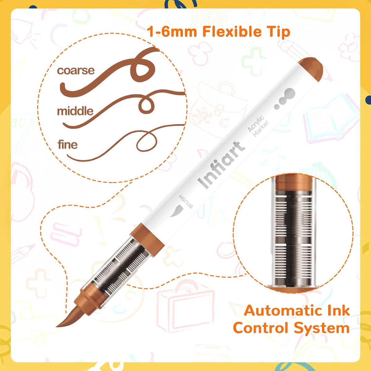 288 Colors Acrylic Paint Markers Brush Tip, Automatic Ink Control Acrylic Paint Pens Waterproof Acrylic Markers Set for Holiday Decorations, Stone, Wood, Glass, DIY & Art Supplies