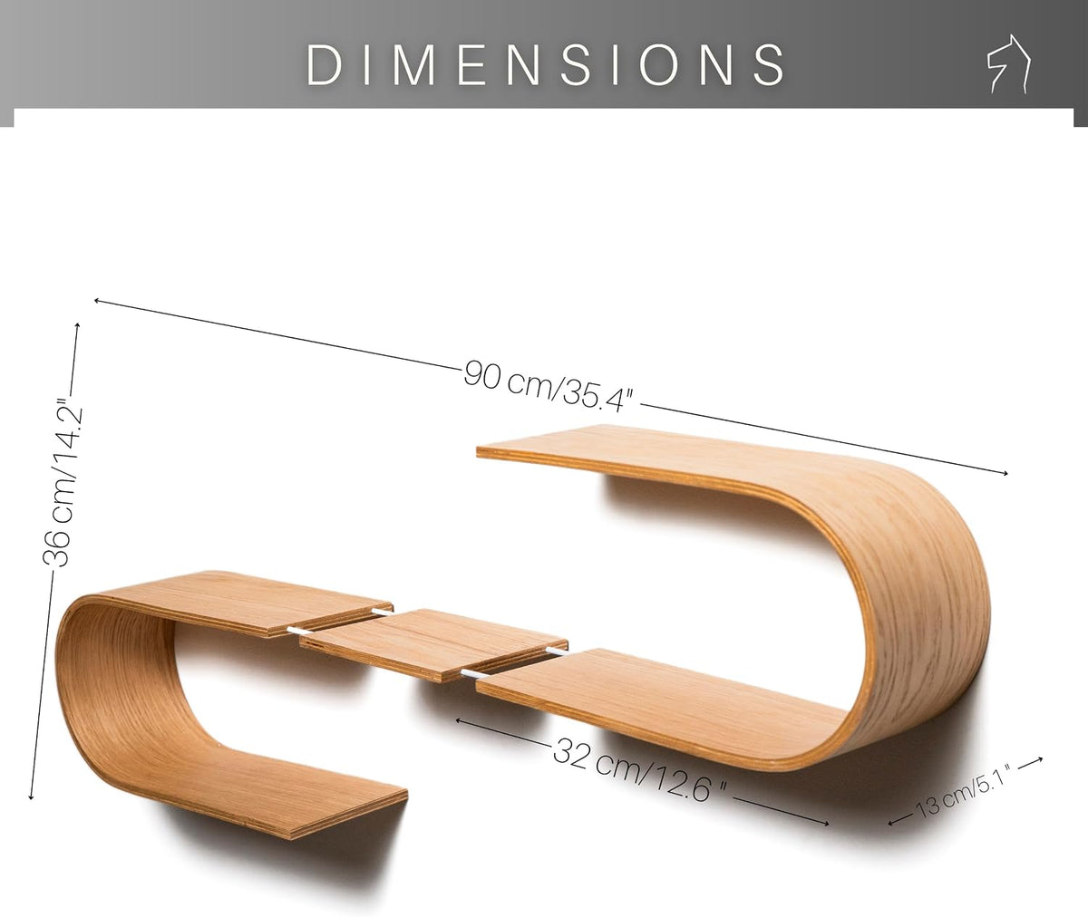 EWART WOODS Floating Wall Mounted Oval Shelf from Wood, Decorative Geometric Wooden Shelves for Candles, Unique Oak Hanging Display Decor (Wenge)