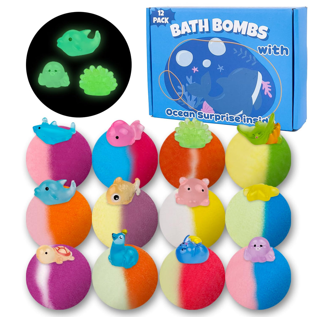 Bath Bombs for Kids,36 Pack Bath Bombs with Glow in The Dark Toy Inside